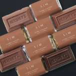 Lauren Terracotta Monogram Elegant Wedding Hershey's Miniatures<br><div class="desc">Simple terracotta wedding favor Hershey's Miniature candy featuring a modern yet elegant design with your two letter monogram along with your names and date in white over a burnt orange / rust background. The back has your personalized message. The font and background colors may be changed to any colors you...</div>