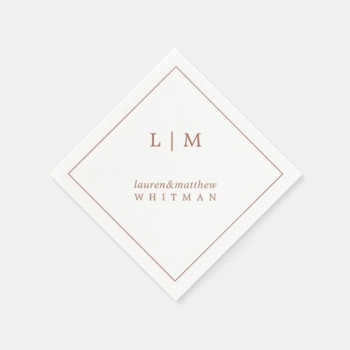 Lauren Terracotta Monogram Elegant Wedding Napkins