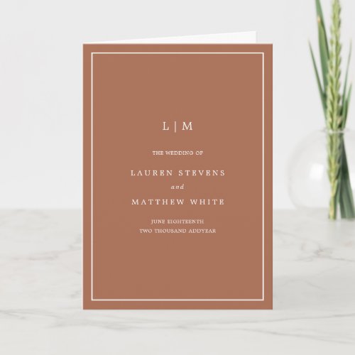 Lauren Terracotta Monogram Elegant Wedding Program