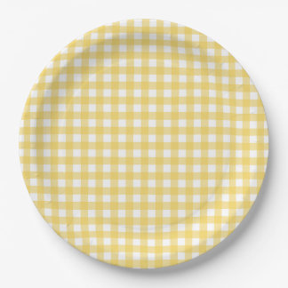Lauren Yellow Gingham Paper Plates