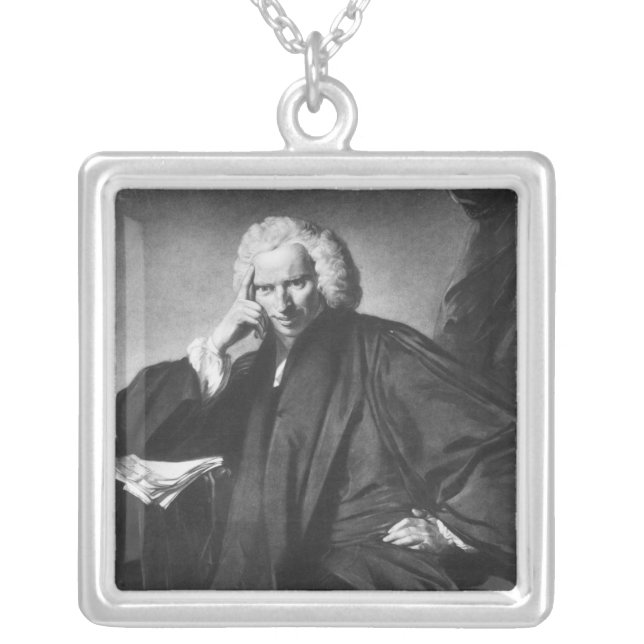 Laurence Sterne, engraved by Edward Fisher Silver Plated Necklace (Front)