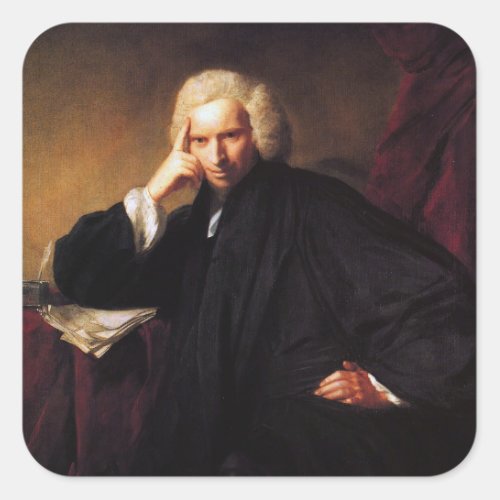 Laurence Sterne painting by Sir Joshua Reynolds Square Sticker
