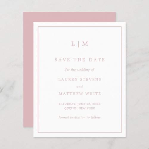 Laurent Pink Elegant Budget Wedding Save the Date