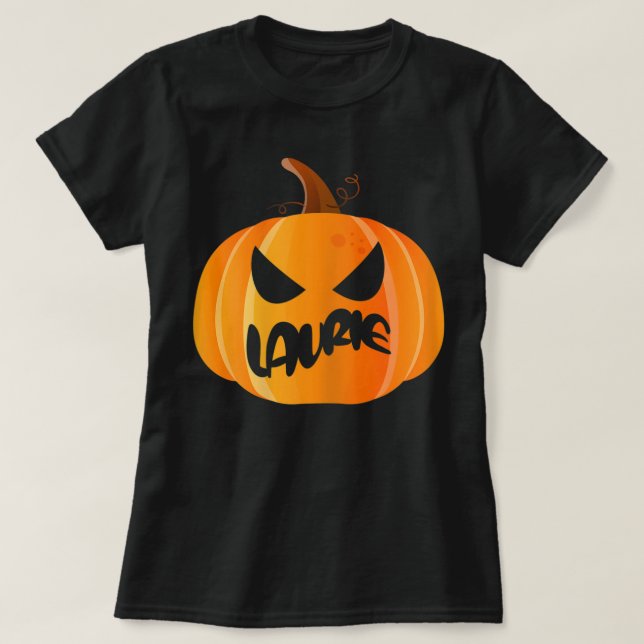 Laurie Name Custom Pumpkin Personalized Halloween  T-Shirt (Design Front)