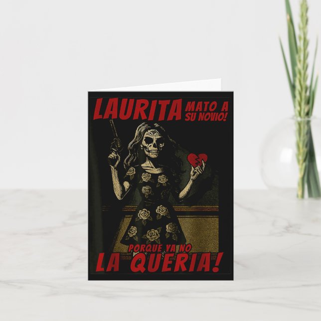 Laurita Mato A Su Novio Funny Mexican Halloween  Card (Front)