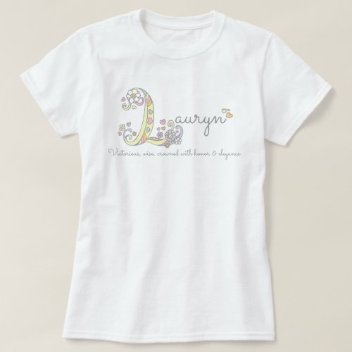 Lauryn girls L name meaning monogram tee