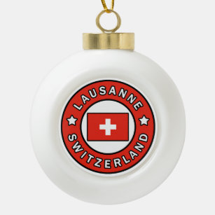Lausanne Switzerland Ceramic Ball Christmas Ornament