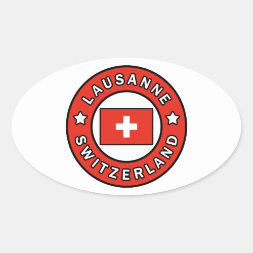 Lausanne Switzerland Oval Sticker