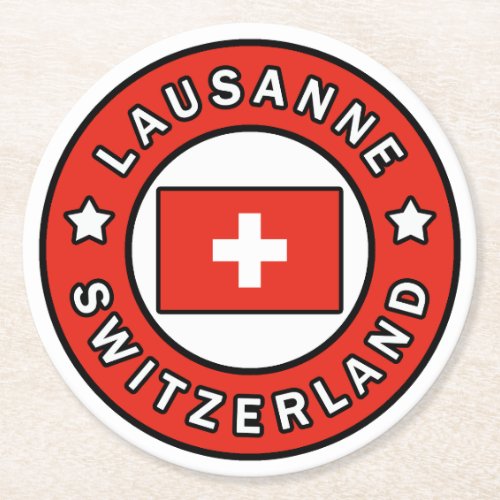 Lausanne Switzerland Round Paper Coaster