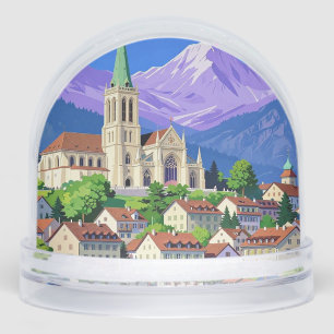 Lausanne Switzerland Travel Lake Views   Snow Globe