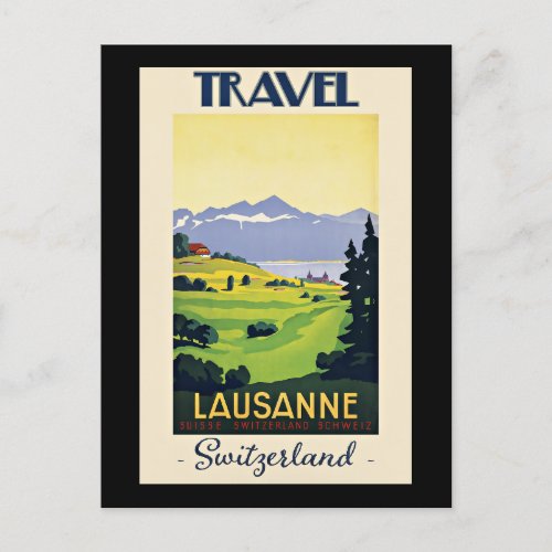 Lausanne Switzerland travel poster  Postcard