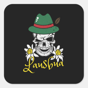 Lausbua Bavaria Skull Bavarian Costumes Square Sticker