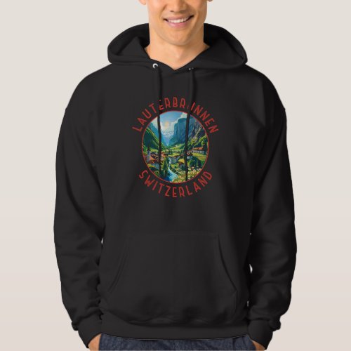 Lauterbrunnen Switzerland Retro Distressed Circle Hoodie