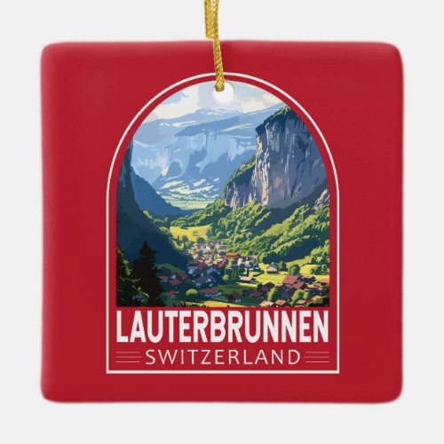 Lauterbrunnen Switzerland Travel Art Vintage Ceramic Ornament