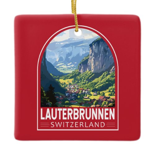 Lauterbrunnen Switzerland Travel Art Vintage Ceramic Ornament