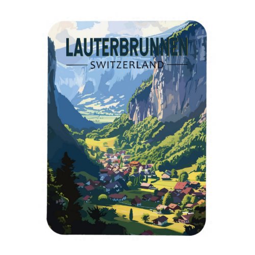 Lauterbrunnen Switzerland Travel Art Vintage Magnet