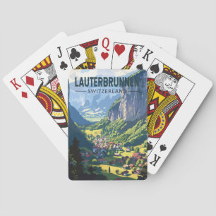 Lauterbrunnen Switzerland Travel Art Vintage Poker Cards
