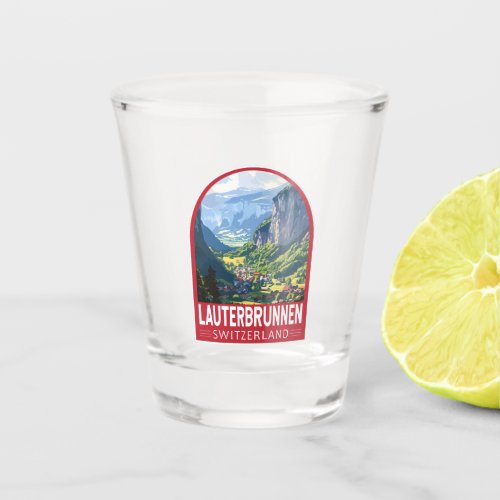 Lauterbrunnen Switzerland Travel Art Vintage Shot Glass