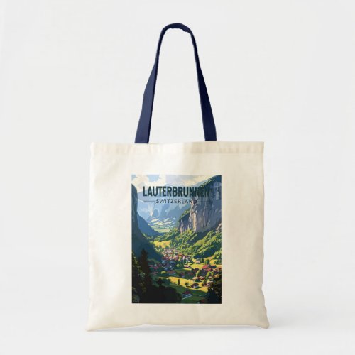 Lauterbrunnen Switzerland Travel Art Vintage Tote Bag