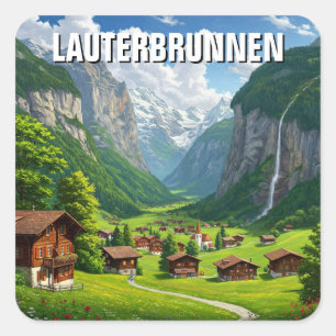 Lauterbrunnen Switzerland Travel Square Sticker