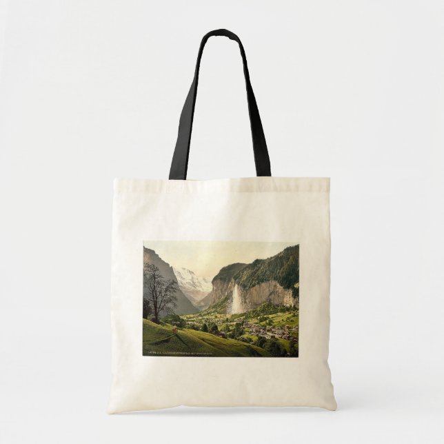 Lauterbrunnen Valley with Staubbach, Bernese Oberl Tote Bag (Front)