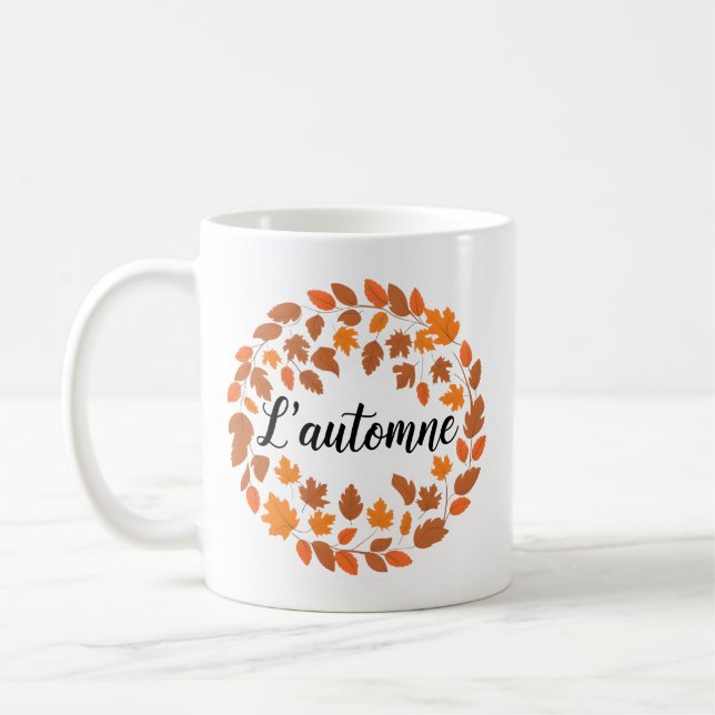 L'automne, Autumn French Illustration, Fall Season Coffee Mug (Left)