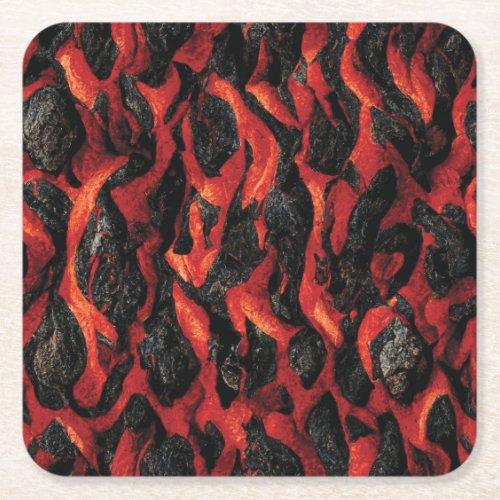 Lava And Volcanic Rocks  Volcano Magma pattern Square Paper Coaster