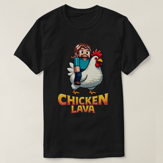 Lava Chicken Miner Meme Gaming Tee for Cool Kids  (Design Front)
