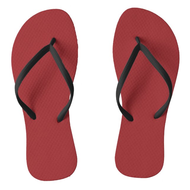 Lava Falls Red Solid Color Print, Burgundy Flip Flops (Footbed)
