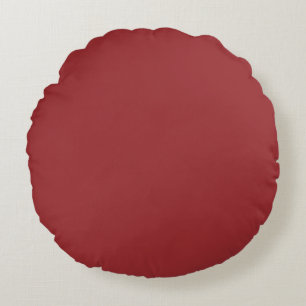 Lava Falls Red Solid Color Print, Burgundy Round Pillow