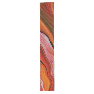 Lava Flow Abstract Red Orange Fluid Art Long Table Runner