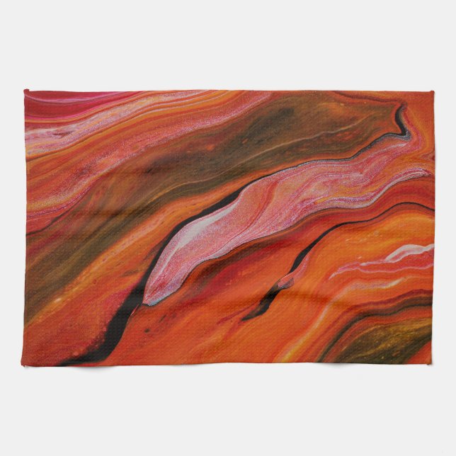Lava flow in different shades of red kitchen towel (Horizontal)