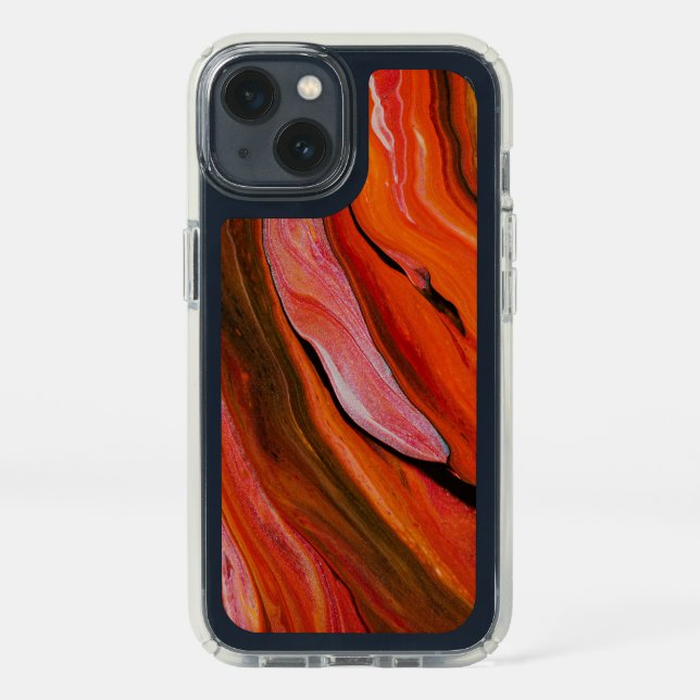 Lava flow in different shades of red speck iPhone 13 case (Front)