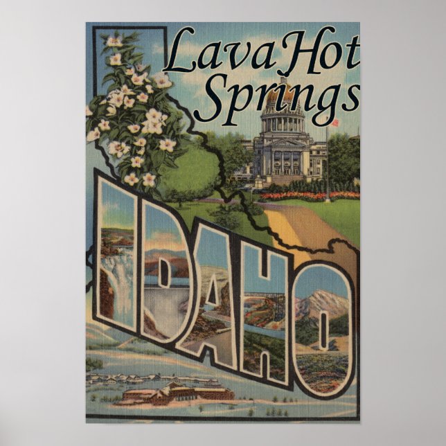 Lava Hot Springs, Idaho - Large Letter Scenes Poster (Front)