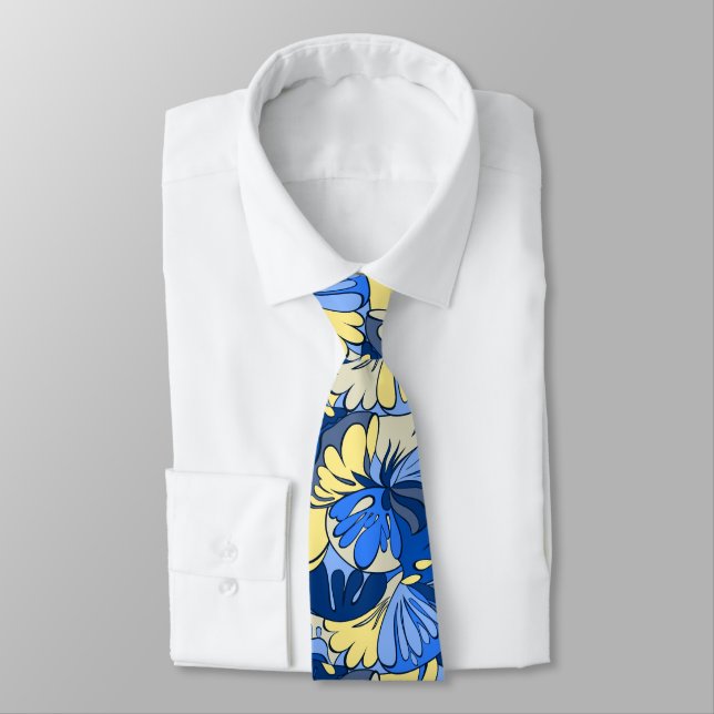 Lava Lamp Floral Retro Printed Neck Tie (Tied)