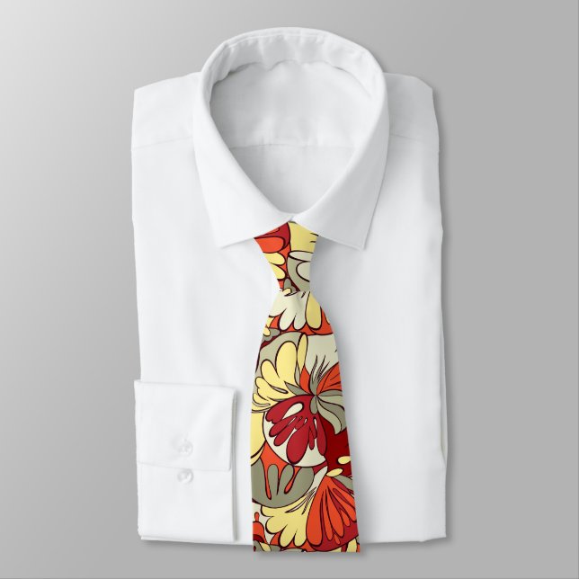 Lava Lamp Floral Retro Two-sided Neck Tie (Tied)