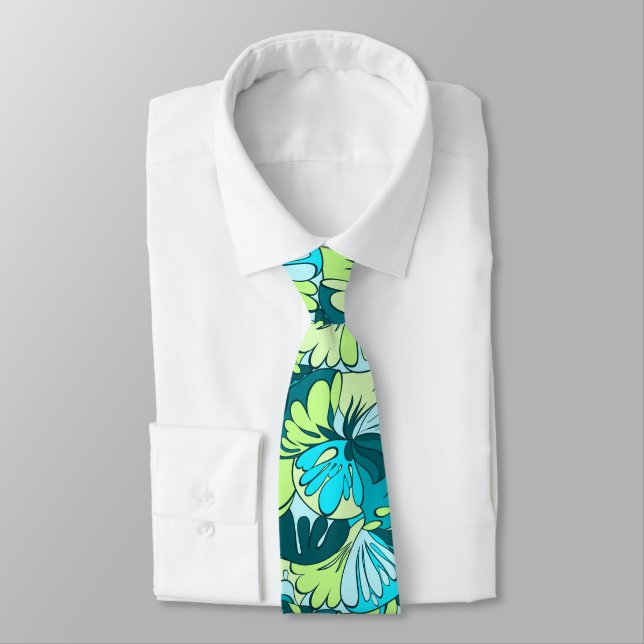 Lava Lamp Floral Retro Two-sided Neck Tie (Tied)