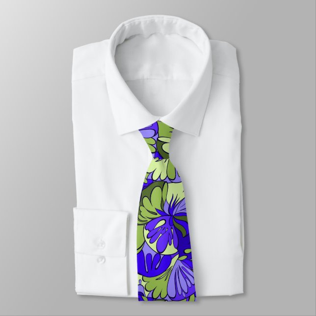 Lava Lamp Floral Retro Two-sided Neck Tie (Tied)