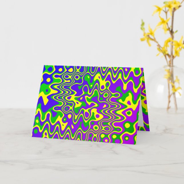 [Lava Lamp] Op-Art Swirls & Dots All Occasion Card (Yellow Flower)
