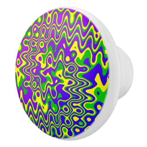 Lava Lamp Op_Art Swirls  Dots Purple Blue Green Ceramic Knob