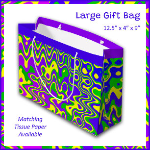 [Lava Lamp] Op-Art Swirls & Dots Purple Blue Green Large Gift Bag