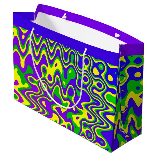 [Lava Lamp] Op-Art Swirls & Dots Purple Blue Green Large Gift Bag