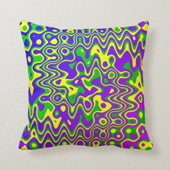 [Lava Lamp] Op-Art Swirls & Dots Purple Blue Green Throw Pillow