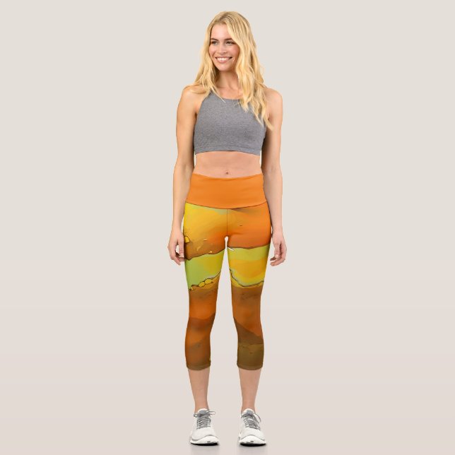 Lava Lamp, Orange and Yellows  Capri Leggings (Front)