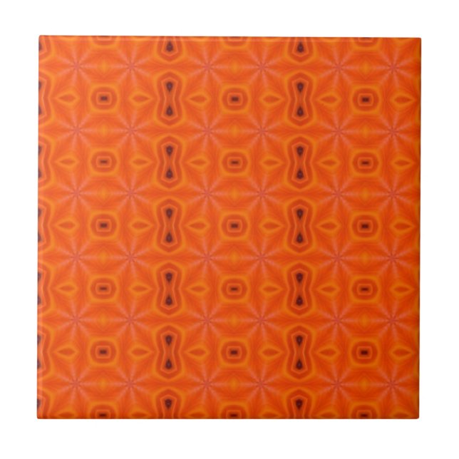 Lava orange fire geometric mosaic pattern modern  ceramic tile (Front)