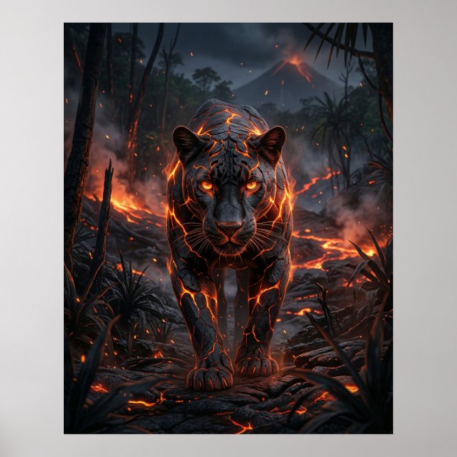 Lava Panther Volcanic Jungle Poster (Front)