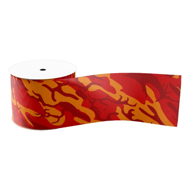 Lava Red Camo Grosgrain Ribbon (Spool)