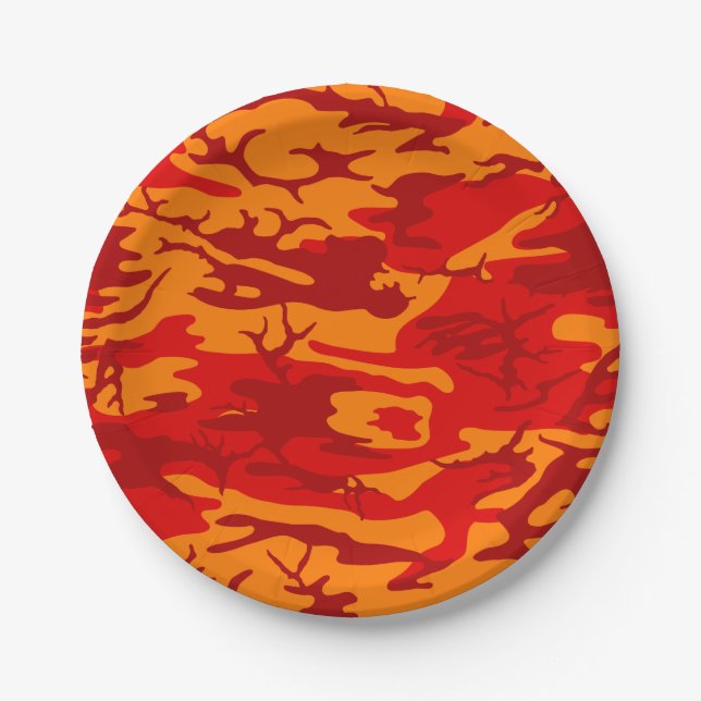 Lava Red Camo Paper Plates (Front)