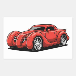 Lava Red Spiral Hotrod Toon Rectangular Sticker