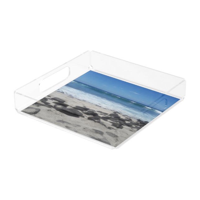 Lava Rock Beach Ocean Waves    Acrylic Tray (Angled)